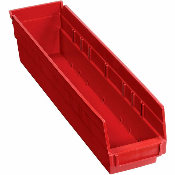 Global Industrial Plastic Nesting Storage Shelf Bin 4-1/8inW x 17-7/8inD x 4inH Red 184839RD